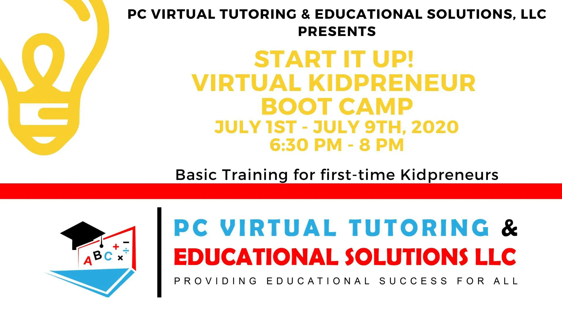 Kidpreneur virtual boot camp flyer