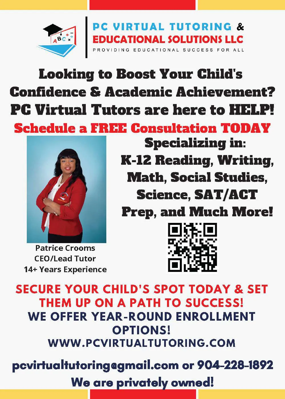 Tutoring sessions flyer with QR code
