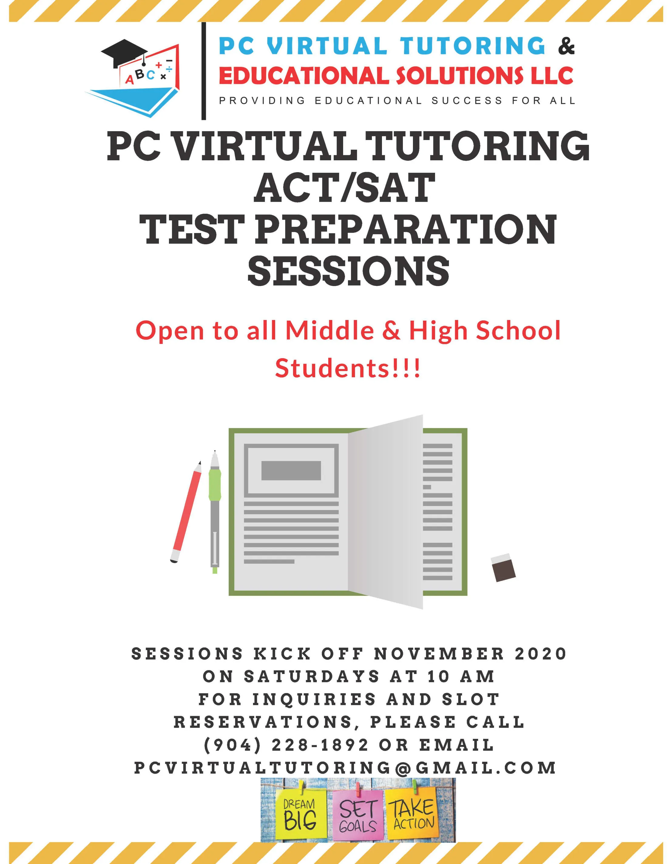 SAT and ACT test prep sessions flyer, page 1