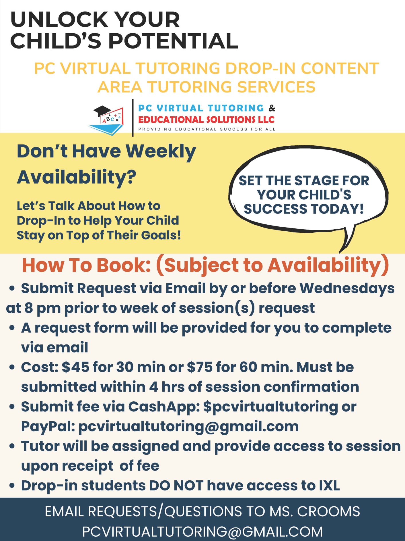 Drop-In Tutoring Services